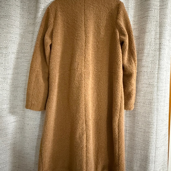 Guess Teddy Coat Brown Long Faux Sherling Double Breasted Size Large - Picture 4 of 8